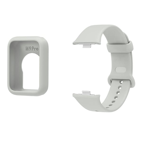 Xiaomi Smart Band 9 Pro Silikon Erstatningsklokkearmbånd med beskyttelsesveske - Rock Grå