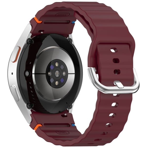 Silicone Strap Samsung Galaxy Watch7 / 6 / 5 Pro / 5 Watch Band Wave Design with Silver Metal Buckle - Starlight