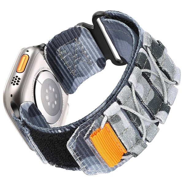 Armbånd Apple Watch Series 49 mm - 45 mm - 44 mm - 42 mm Nylon Woven Magic Tape Strap - Grå Kamuflasje