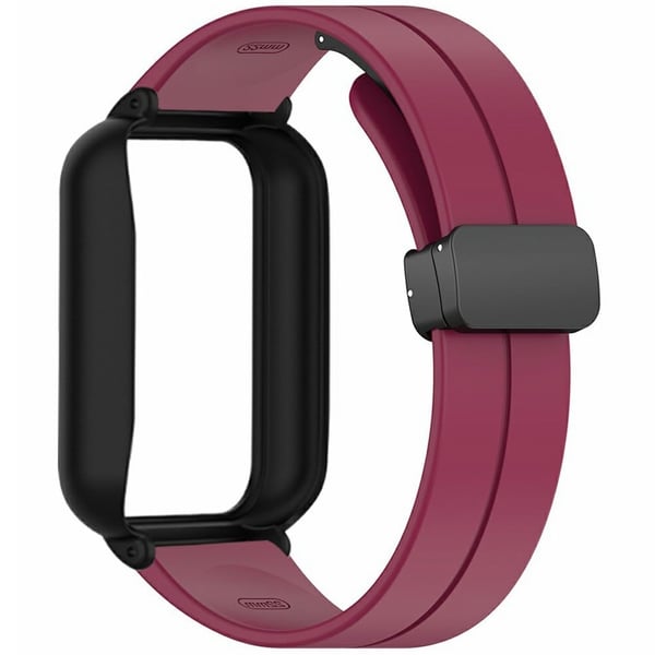 Xiaomi Smart Band 9 Pro-rem med etui 2 i 1 Silikonklokkebånd Magnetisk sammenleggbar spenne - Vinrød