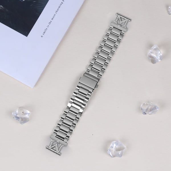Misfit Vapor Band Rhinestones Decor 3-Bead sølvfarget klokkerem i rustfritt stål