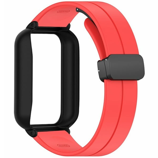 Xiaomi Smart Band 9 Pro-rem med etui 2 i 1 Silikonklokkebånd Magnetisk sammenleggbar spenne - Rød