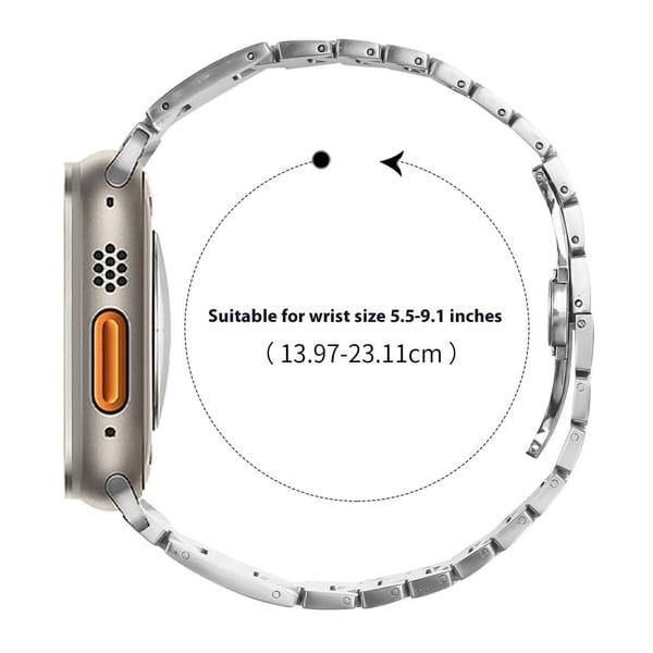 Watch Strap Apple Watch Series 41mm - 40mm - 38Mm H-Type Butterfly Clasp Stainless Steel Band Silver