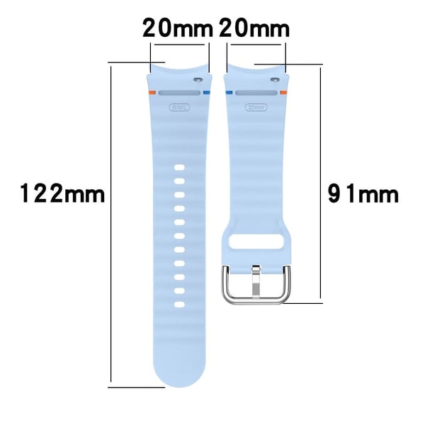 Silicone Strap Samsung Galaxy Watch7 / 6 / 5 Pro / 5 Watch Band Wave Design with Silver Metal Buckle - Starlight