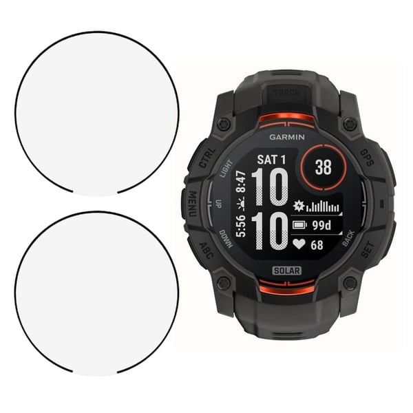 2-pack / Pack Garmin Instinct 3 50mm Watch Screen Protector HD Clear Pliable Film (Black Edge)