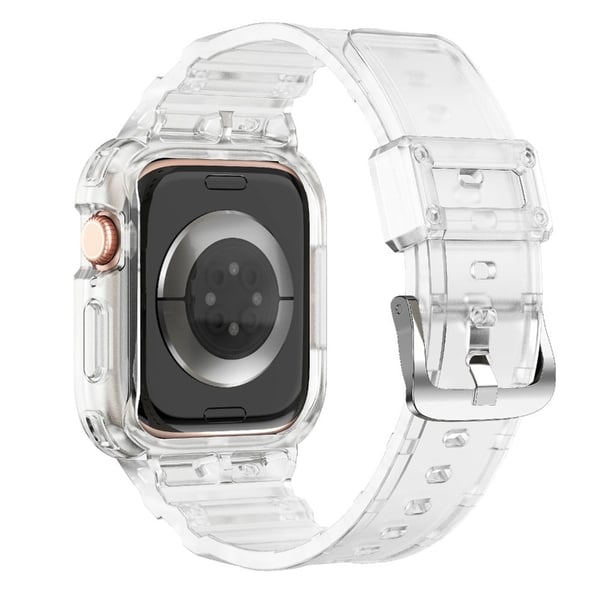 Apple Watch Series 10 42mm Flexible One-Piece Solid Color Watchband with Protective Case - Starlight