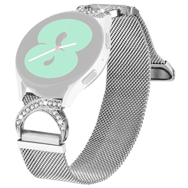 Watch Band Garmin vivoactive 5 / GarminActive 5 Milanese Silver Metal Strap Rhinestone Decor