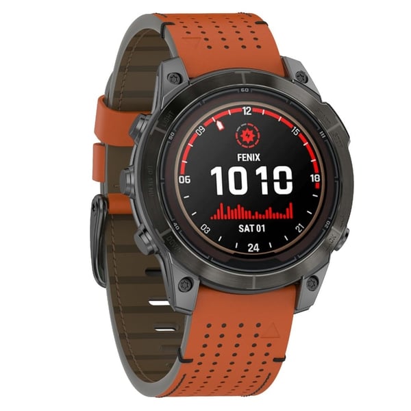 Garmin 26 mm urrem i ægte okselæder med syninger og udskiftningsrem - Brun + Sort