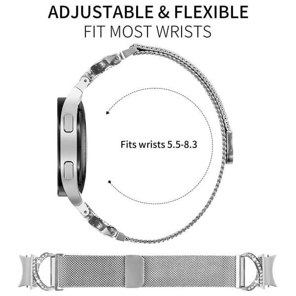 Watch Strap with Connector Samsung Galaxy Watch7 Metal Watch Band Rhinestone Decor