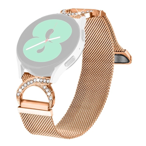 CanMixs P22 Watch Band Milanese Metal Strap Rhinestone Decor - Rose Gold