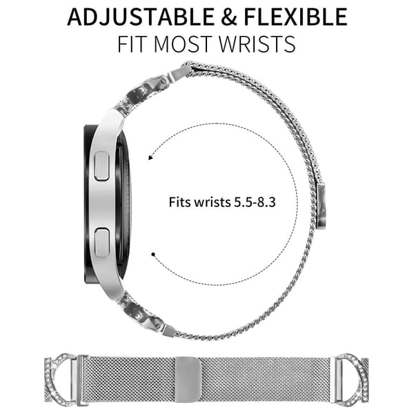 Gabb Watch 3 Replacement Strap Milanese Silver Metal Watch Band Rhinestone Decor