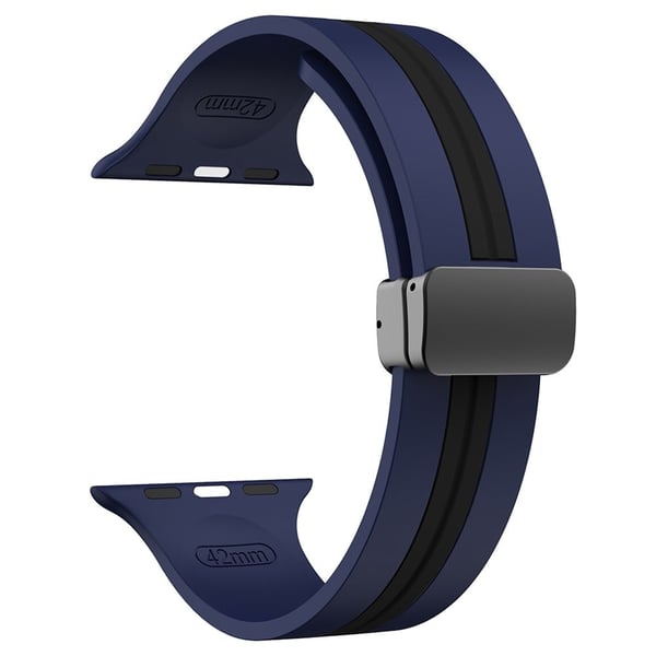 KALEBOL Stripete magnetisk silikonrem Apple Watch Series 41mm - 40mm - 38mm klokkerem - Midnattsblå + Svart