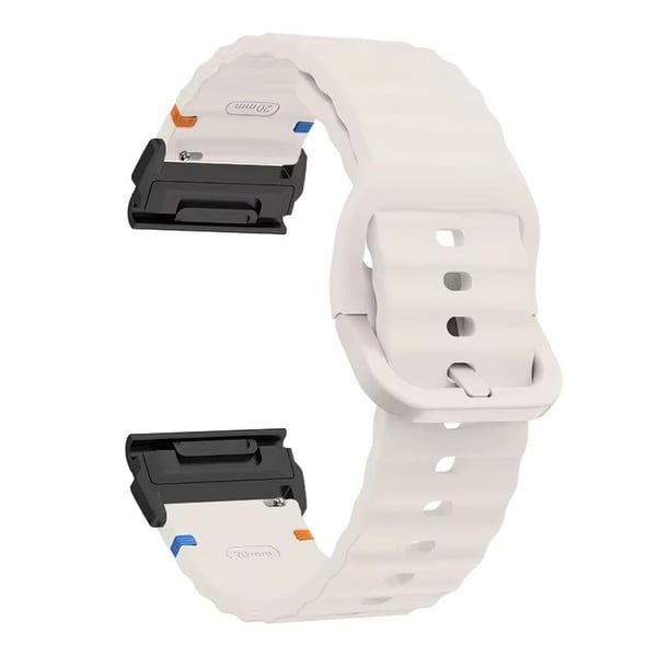 Klokkerem Garmin Fenix 8 51 mm hurtigutløsende silikonrem med bølgete tekstur og svart kontakt - Stjernelys