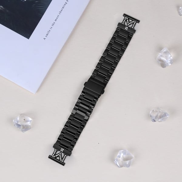 Samsung Galaxy Watch 42mm korvaava hihna M-tyypin strassikoristeinen koristeellinen ruostumattomasta teräksestä valmistettu 3-helminen kellonauha - Mu