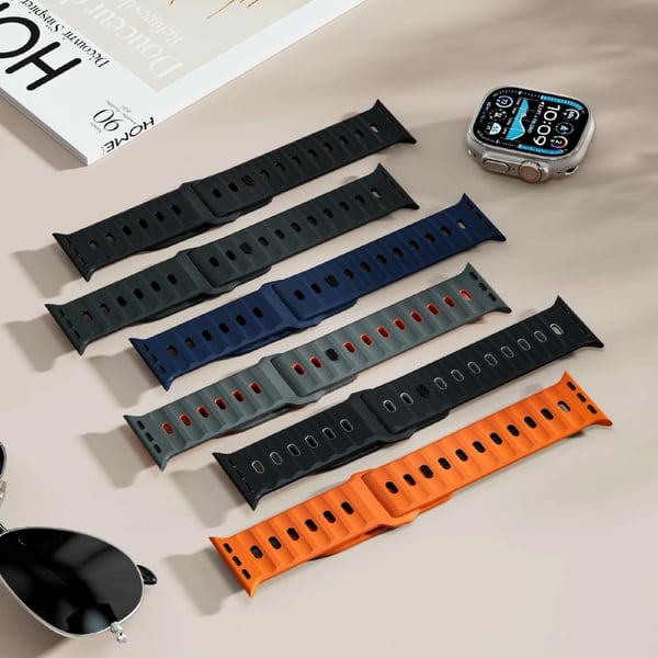 Apple Watch Series 49mm - 45mm - 44mm - 42mm Dual Color Silikonarmbånd - Svart