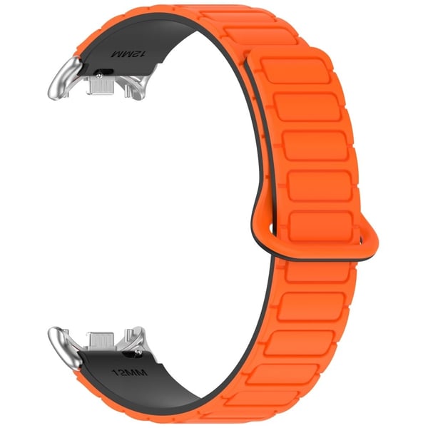 Magnetisk silikonrem Xiaomi Smart Band 9 NFC / 9 / 8 NFC / 8 Erstatningsarmbånd med kontakter - Oransje + Svart