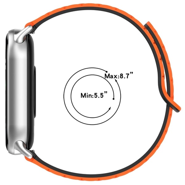 Magnetisk silikonrem Xiaomi Smart Band 9 NFC / 9 / 8 NFC / 8 Erstatningsarmbånd med kontakter - Oransje + Svart