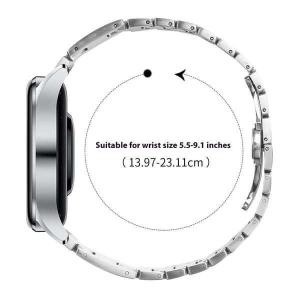 Samsung Galaxy Watch 46mm Replacement Strap H-Type Butterfly Clasp Stainless Steel Watch Band Silver
