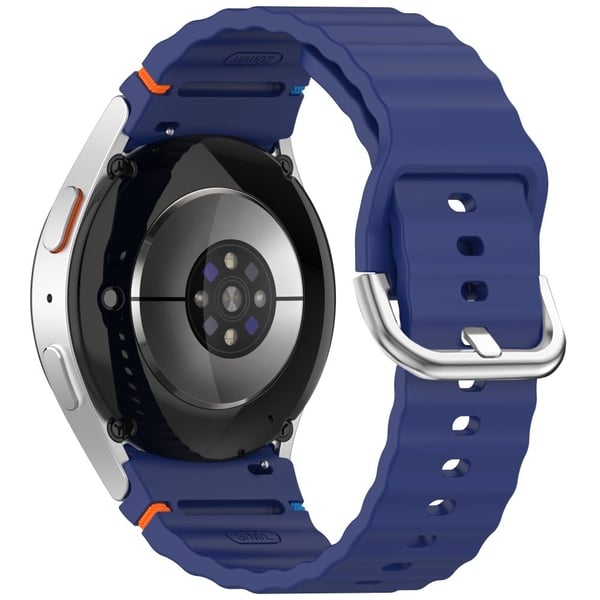 Silicone Strap Samsung Galaxy Watch7 / 6 / 5 Pro / 5 Watch Band Wave Design with Silver Metal Buckle - Starlight
