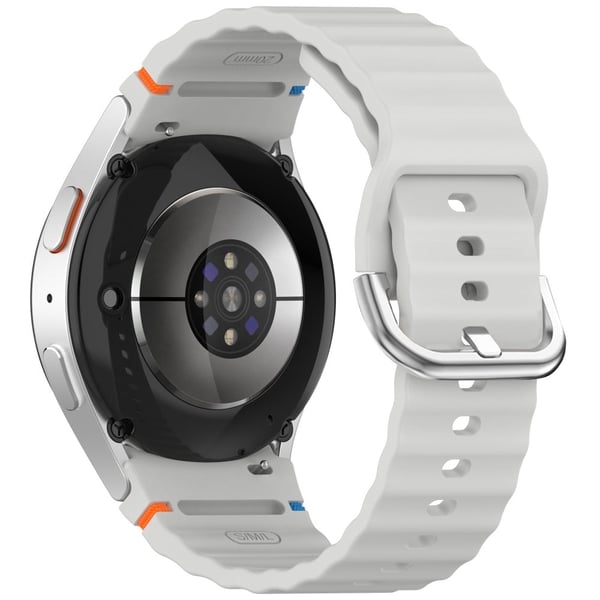 Silicone Strap Samsung Galaxy Watch7 / 6 / 5 Pro / 5 Watch Band Wave Design with Silver Metal Buckle - Starlight