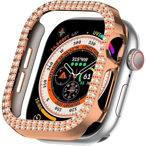 Apple Watch Series 10 42mm Bump Resistant Case Hollow Design Rhinestone Decor Watch Frame Deksel - Silver
