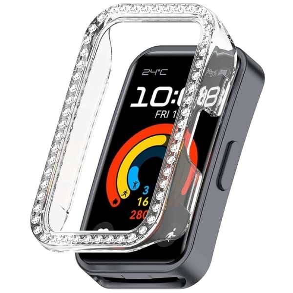 Beskyttelsesetui Huawei Band 9 / 9 NFC / 8 / 8 NFC , Hult design Rhinestone Decor Bumpresistent Smartwatch Cover - Transparent