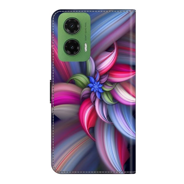 Motorola Moto G35 5G-etui 3D-mønster Vegansk lær lommebok telefondeksel med stativ - Fargerike Blomster