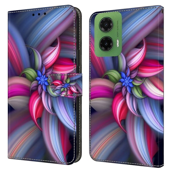 Motorola Moto G35 5G-etui 3D-mønster Vegansk lær lommebok telefondeksel med stativ - Fargerike Blomster