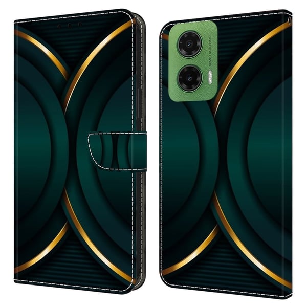 Motorola Moto G35 5G-etui 3D-mønster Vegansk lær lommebok telefondeksel med stativ - Gull Kontur
