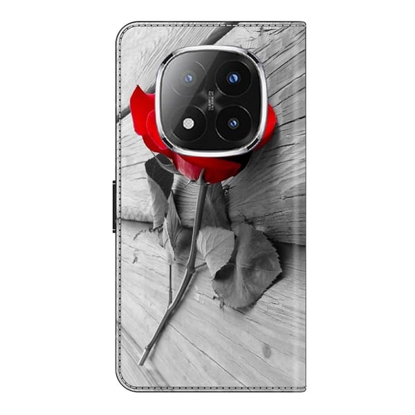Xiaomi Redmi Note 14 Pro+ 5G Etui med magnetisk lås 3D-mønster i skinnlommebok - Rose
