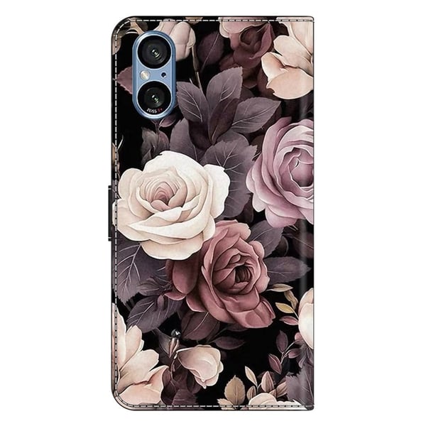Sony Xperia 5 V-etui Vegansk lær lommebok telefondeksel med stativ - Rose