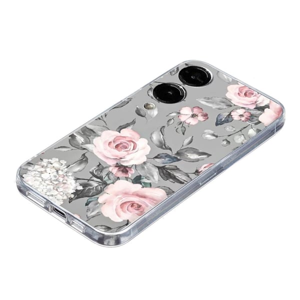 Samsung Galaxy S25 Edge-etui Mykt, fleksibelt bakdeksel med mønsterutskrift - Grå Bunnen Blomster
