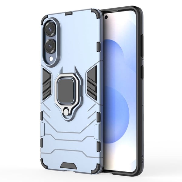 Samsung Galaxy S25 Edge-etui PC + fleksibelt beskyttende telefondeksel med ringstøtte - Blå