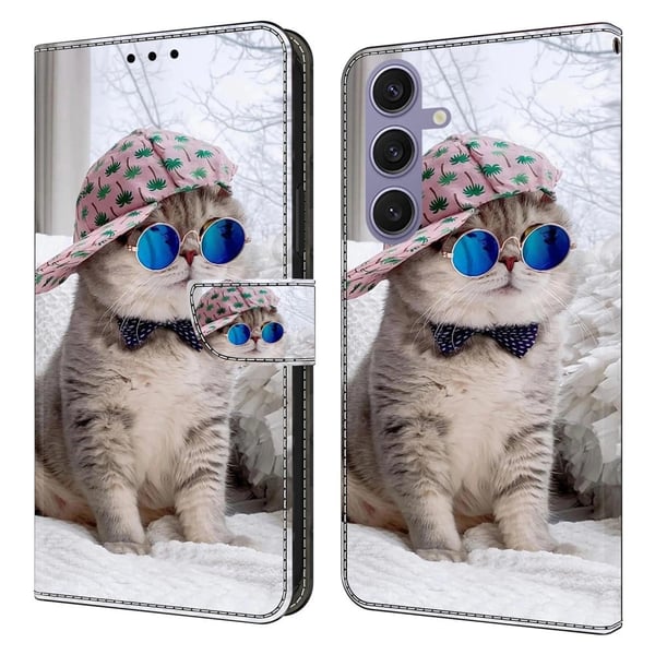 Samsung Galaxy S25+ lommebokveske med mønstermønster, stativ, flip-telefondeksel i lær - Hatt Katt