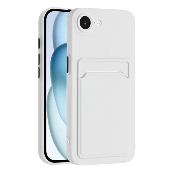 iPhone 16e-etui Kortspor matt bakdeksel uten fingeravtrykk - Hvit