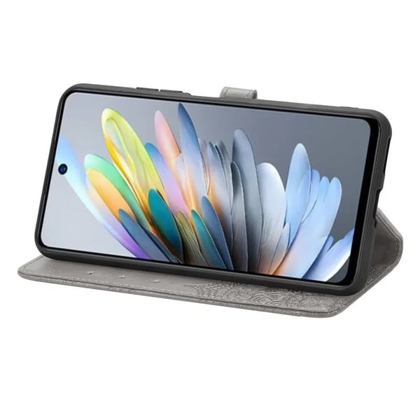 Motorola Moto G05 4G lommebokveske Mandala Flower Leather Phone Deksel Stand - Grå