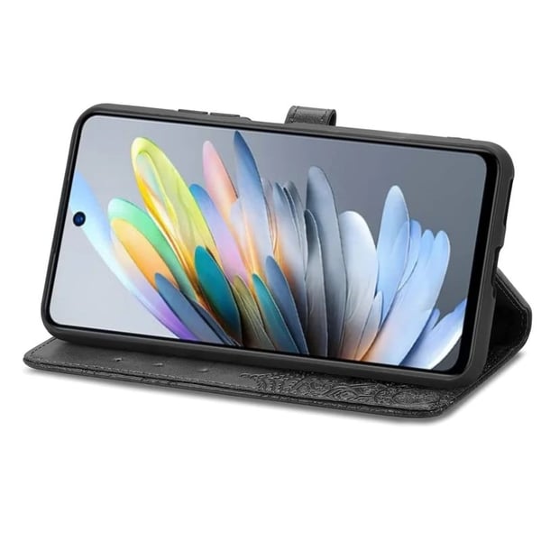 Motorola Moto G05 4G lommebokveske Mandala Flower Leather Phone Deksel Stand - Svart