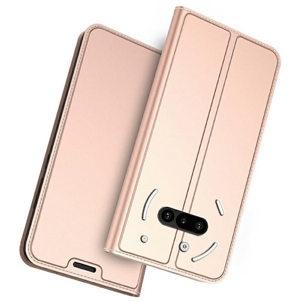 Nothing Phone (3a) Etui i vegansk lær med kortholderstativ - Rose Gull