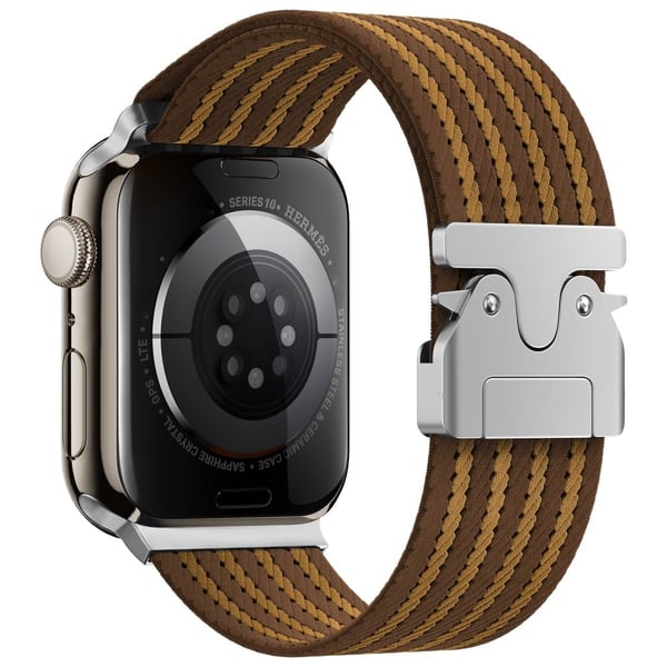 Klokkerem Apple Watch Series 41mm - 40mm - 38mm 4-Stripe Parachute Buckle Nylon Strap - Brun + Khaki