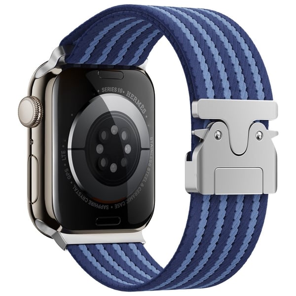 Armbånd Apple Watch Series 49mm - 45mm - 44mm - 42mm 4-Stripe Parachute Buckle Nylon Strap - Blå + Blå