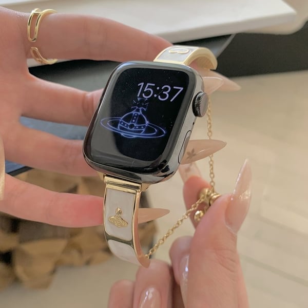 Armbånd Apple Watch Series 41mm - 40mm - 38mm Emalje Saturn-armbånd i metall - Kremgull