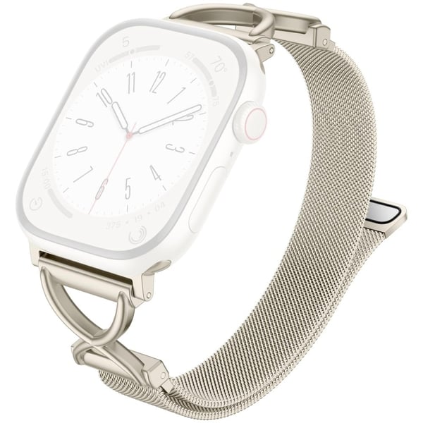 Armbånd Apple Watch Series 49mm - 45mm - 44mm - 42mm X-Shape Slim Magnetic Clasp rustfritt stålrem - Stjernelys