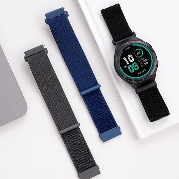 22 mm klokkerem Huawei Watch GT 5 Pro 46 mm / GT 5 46 mm / GT 4 46 mm / Watch 4 / Samsung Galaxy Watch3 Nylon Loop Strap - Militærgrønn