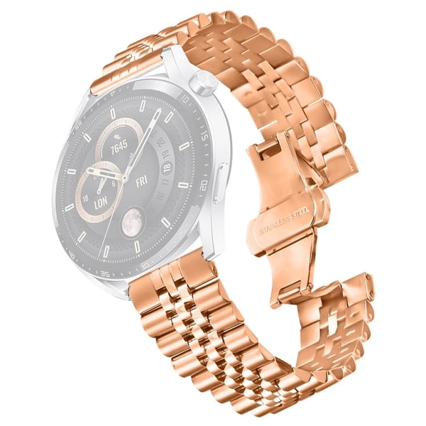 Huawei Watch Ultimate Armbånd med 5 perler i rustfritt stål med sommerfugllås - Rose Gull