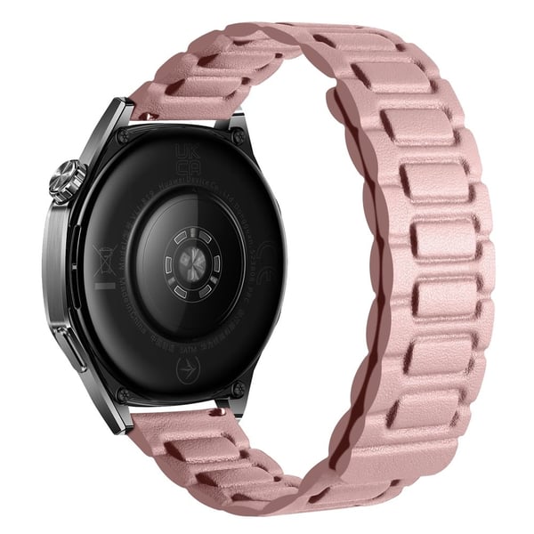 Erstatningsklokkebånd 20 mm Universal 3-Perle Magnetic Leather Strap - Lyserosa