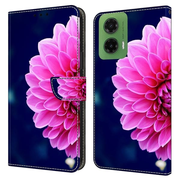 Motorola Moto G35 5G-etui 3D-mønster Vegansk lær lommebok telefondeksel med stativ - Rosa Blomster