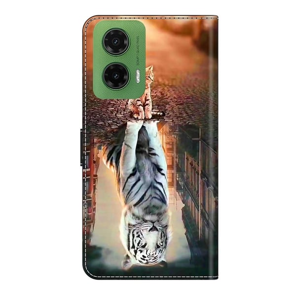 Motorola Moto G35 5G-etui med magnetisk lås 3D-mønster Lær lommebok telefondeksel - Katt Og Tiger