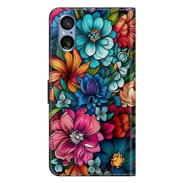 Sony Xperia 5 V Etui med kortspor Mønster Trykt Fleksibelt+Vegansk Læder Flip Telefon Cover - Staphyllum