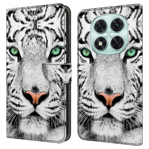 Xiaomi Redmi Note 14 Pro 5G Fodral med kortplats Mönster Tryckt Flexibelt+Vegan Läder Flip Telefonskal - Tigeransikte Xiaomi Redmi Note 14 Pro 5G Fodral med kortplats Mönster Tryckt Flexibelt+Vegan Läder Flip Telefonskal - Tigeransikte