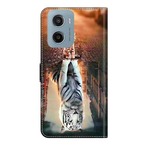 Motorola Moto E15 4G-etui med magnetisk lås 3D-mønster Lær lommebok telefondeksel - Katt Og Tiger